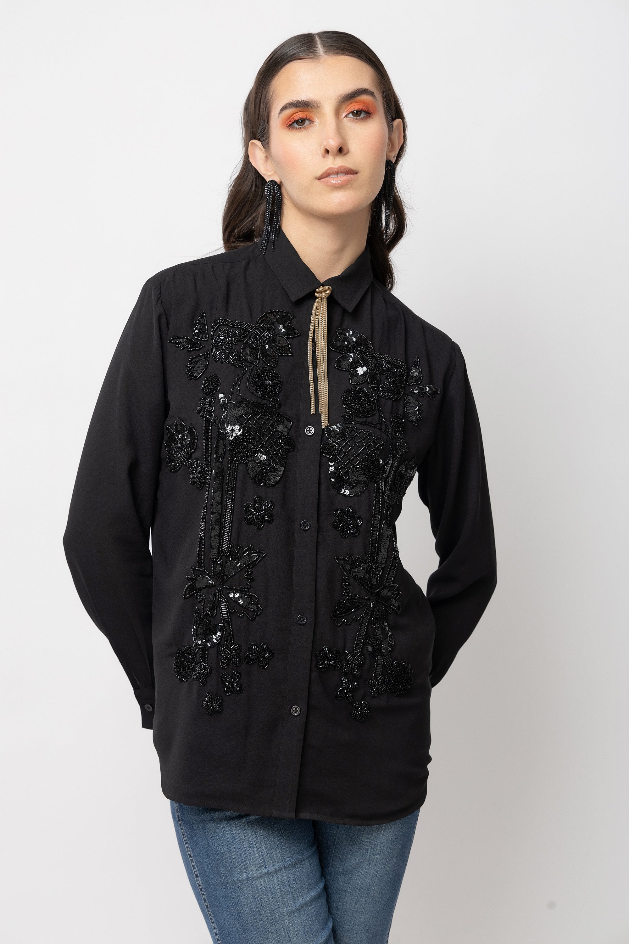 Enigma Embellished Black Shirt