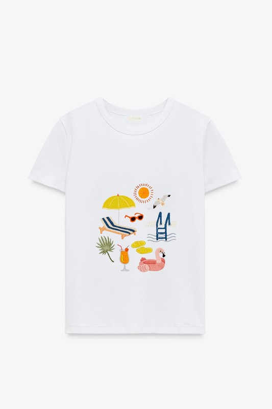 Summer Beach White T-Shirt
