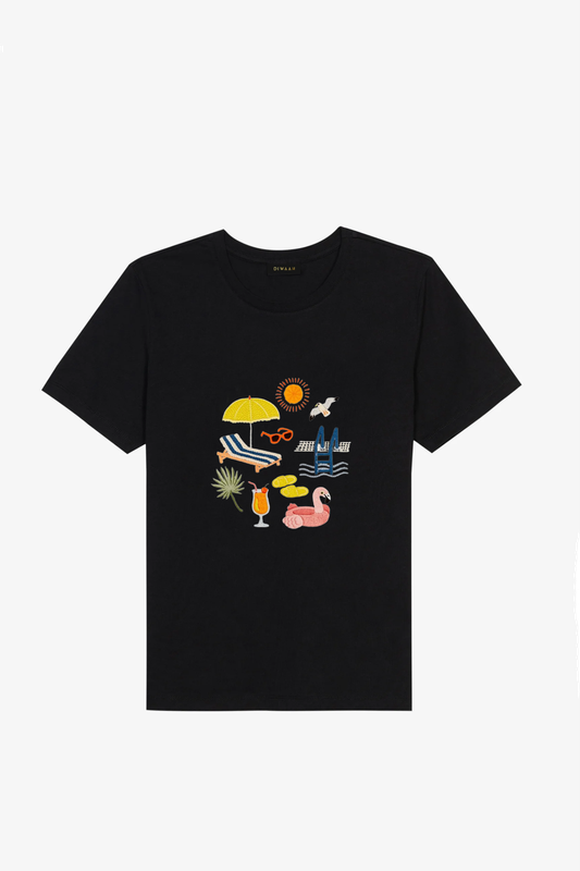 Summer Beach Black T-Shirt
